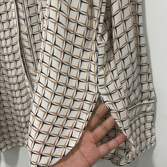 Max Studio White/Black/Gold Checkered Button-Down Shirt - Picture 6 of 7